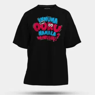 Innuma Indha Ooru Namala Nambudhu Men/Unisex Oversized T-Shirt in Black Color
