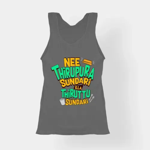 Nee thirupura sundari illa thiruttu sundari women's tank top in charcoal melange color