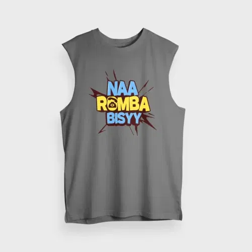 Naa romba bisyy men/unisex tank top in charcoal melange color