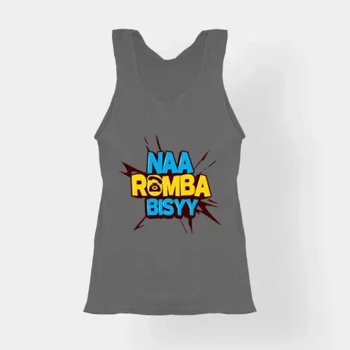 Naa romba bisyy women's tank top in charcoal melange color