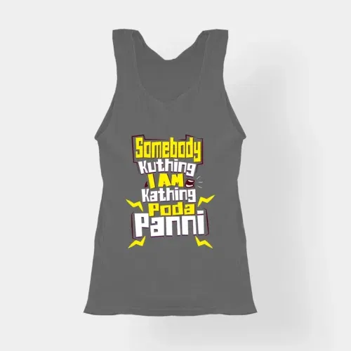 Somebody kuthing iam kathing women's tank top in charcoal melange color