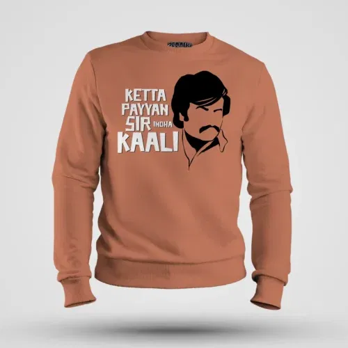 Ketta payyan sir indha kaali men/unisex sweatshirt in coral color
