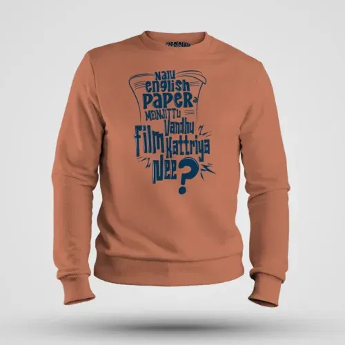 Nalu english paper meinjittu vandhu film kattriya nee men/unisex sweatshirt in coral color