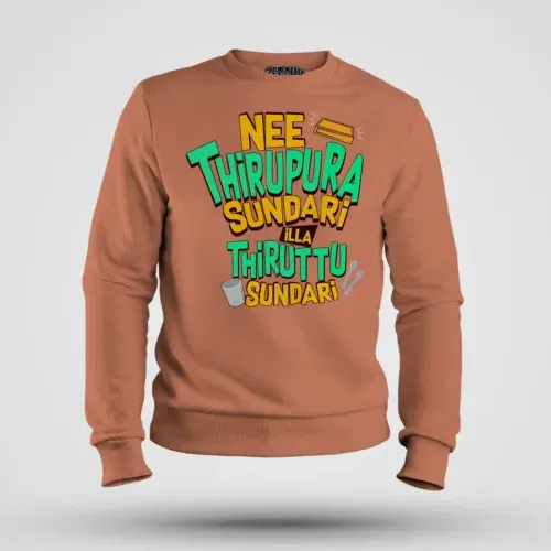 Nee thirupura sundari illa thiruttu sundari men/unisex sweatshirt in coral color