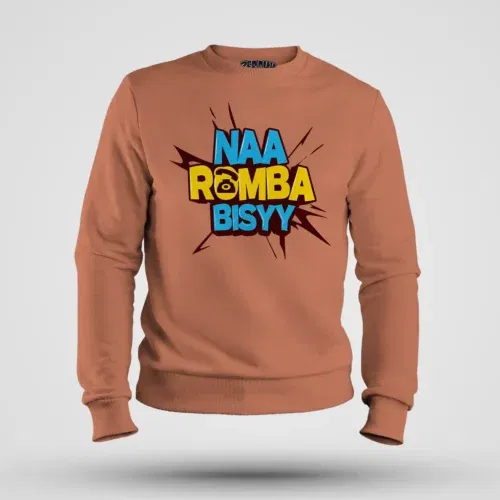 Naa romba bisyy men/unisex sweatshirt in coral color