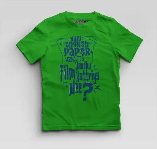 Nalu english paper meinjittu vandhu film kattriya nee boys round neck t-shirt in flag green color