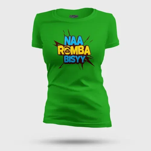 Naa romba bisyy women's t-shirt in flag green color