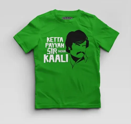 Ketta payyan sir indha kaali boys round neck t-shirt in flag green color