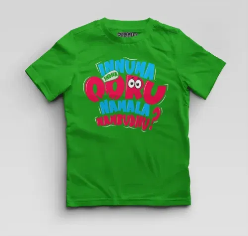 Innuma indha ooru namala nambudhu boys round neck t-shirt in flag green color