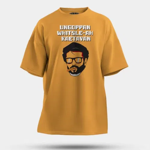 Ungoppan whistle ah kaetavan men/unisex oversized t-shirt in golden yellow color