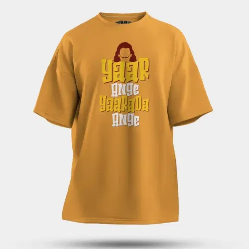 Yaar ange yaarada ange men/unisex oversized t-shirt in golden yellow color