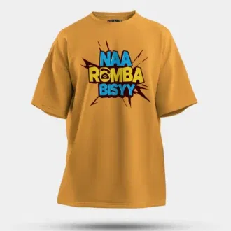Naa Romba Bisyy Men/Unisex Oversized T-Shirt in Golden Yellow Color