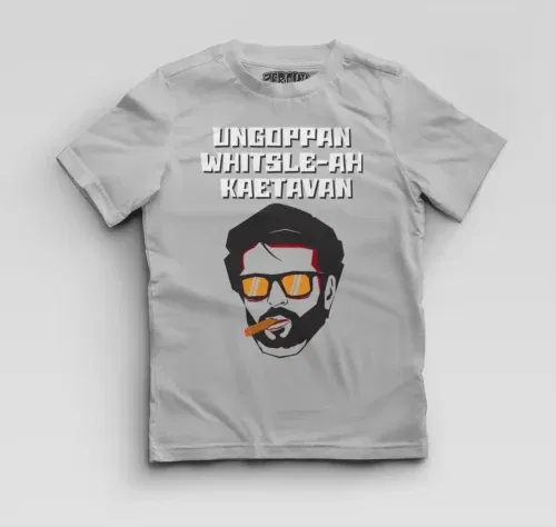 Ungoppan whistle ah kaetavan boys round neck t-shirt in grey melange color