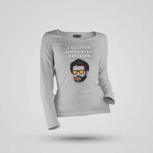 Ungoppan whistle ah kaetavan women's long sleeve t-shirt in grey melange color