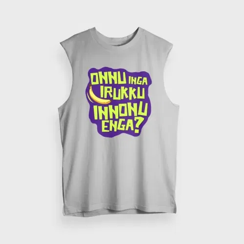 Onnu inga irukku, innonu enga men/unisex tank top in grey melange color