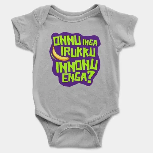 Onnu inga irukku, innonu enga onesie/romper in grey melange color