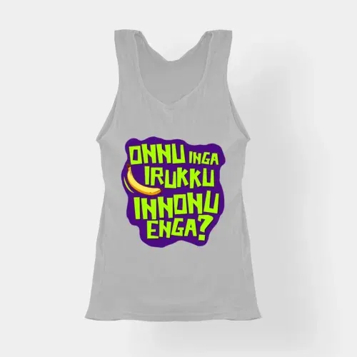 Onnu inga irukku, innonu enga women's tank top in grey melange color