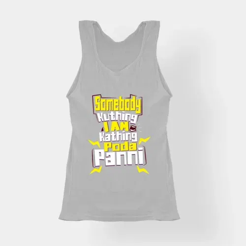 Somebody kuthing iam kathing women's tank top in grey melange color