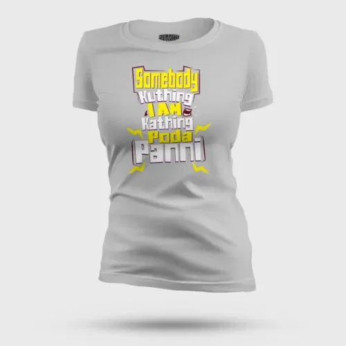 Somebody kuthing iam kathing women's t-shirt in grey melange color