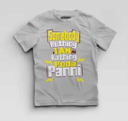 Somebody kuthing iam kathing boys round neck t-shirt in grey melange color