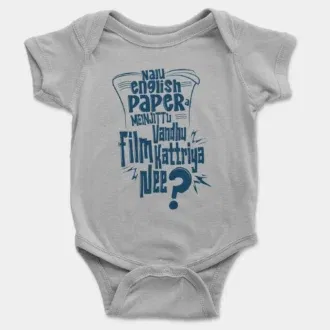 Nalu English Paper Meinjittu Vandhu Film Kattriya Nee Onesie/Romper in Grey Melange Color