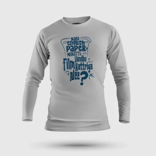Nalu english paper meinjittu vandhu film kattriya nee men/unisex long sleeve t-shirt in grey melange color
