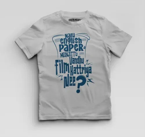 Nalu english paper meinjittu vandhu film kattriya nee boys round neck t-shirt in grey melange color