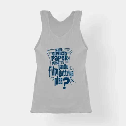 Nalu english paper meinjittu vandhu film kattriya nee women's tank top in grey melange color