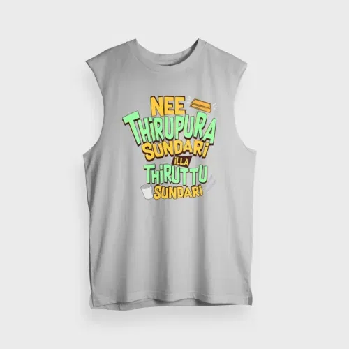 Nee thirupura sundari illa thiruttu sundari men/unisex tank top in grey melange color