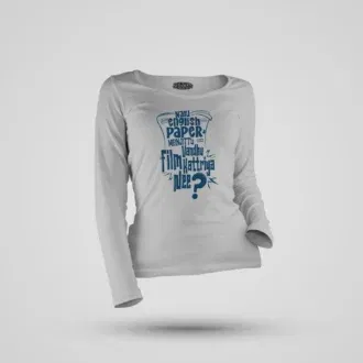 Nalu English Paper Meinjittu Vandhu Film Kattriya Nee Women's Long Sleeve T-Shirt in Grey Melange Color
