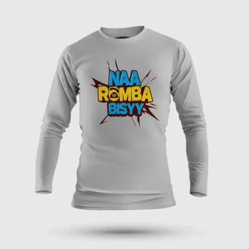 Naa romba bisyy men/unisex long sleeve t-shirt in grey melange color