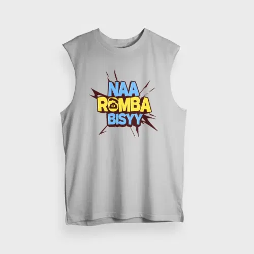 Naa romba bisyy men/unisex tank top in grey melange color