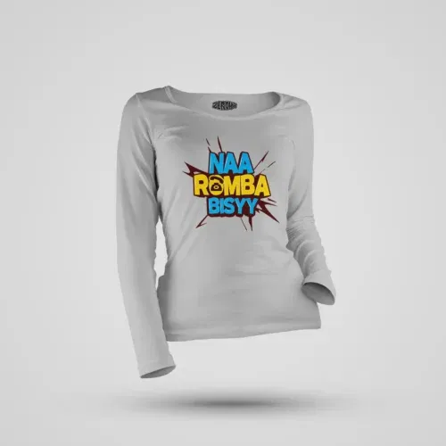 Naa romba bisyy women's long sleeve t-shirt in grey melange color