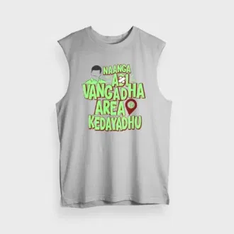 Naanga Adi Vangadha Area Ve Kedayadhu Men/Unisex Tank Top in Grey Melange Color