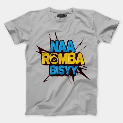 Naa romba bisyy men/unisex t-shirt in grey melange color