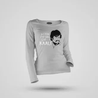 Ketta Payyan Sir Indha Kaali Women's Long Sleeve T-Shirt in Grey Melange Color
