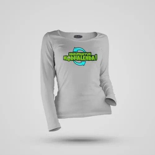Marupadiyum modhalenda! Women's long sleeve t-shirt in grey melange color