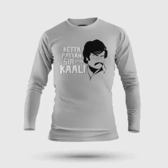 Ketta Payyan Sir Indha Kaali Men/Unisex Long Sleeve T-Shirt in Grey Melange Color
