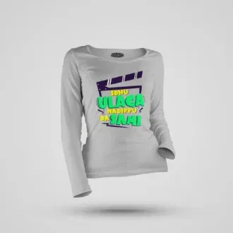 Idhu Ulaga Nadipu Da Sami Women's Long Sleeve T-Shirt in Grey Melange Color