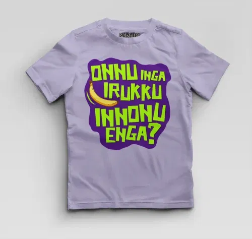 Onnu inga irukku, innonu enga boys round neck t-shirt in lavender color