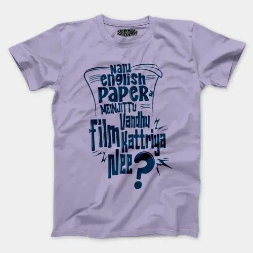 Nalu english paper meinjittu vandhu film kattriya nee men/unisex t-shirt in lavender color