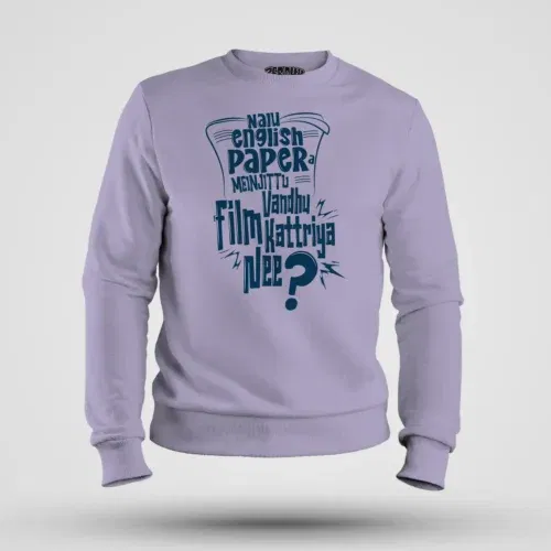 Nalu english paper meinjittu vandhu film kattriya nee men/unisex sweatshirt in lavender color