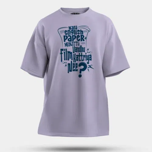 Nalu english paper meinjittu vandhu film kattriya nee men/unisex oversized t-shirt in lavender color