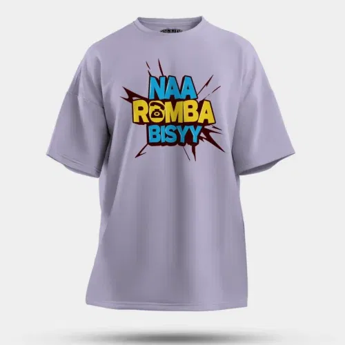 Naa romba bisyy men/unisex oversized t-shirt in lavender color