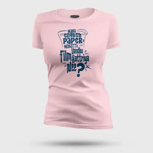Nalu english paper meinjittu vandhu film kattriya nee women's t-shirt in light baby pink color
