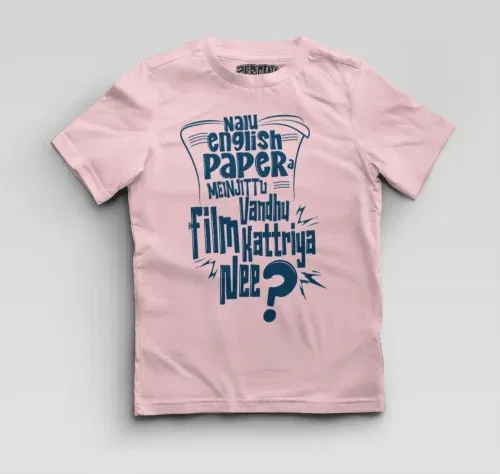 Nalu english paper meinjittu vandhu film kattriya nee boys round neck t-shirt in light baby pink color
