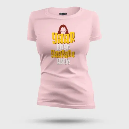 Yaar ange yaarada ange women's t-shirt in light baby pink color