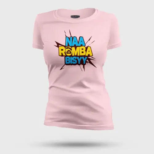 Naa romba bisyy women's t-shirt in light baby pink color
