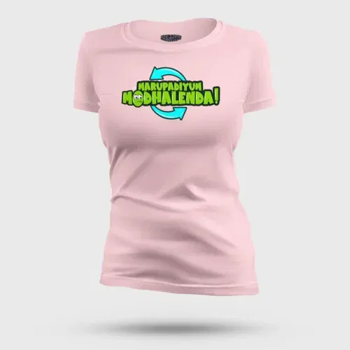 Marupadiyum modhalenda! Women's t-shirt in light baby pink color