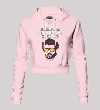 Ungoppan Whistle Ah Kaetavan Women's Crop Hoodies in Light Baby Pink Color